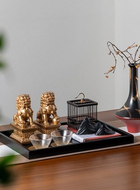 新中式营c销中心售楼处茶室茶具组合摆件中古酒店会所展示柜装饰