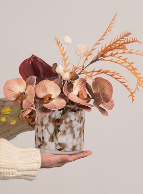 高档家居生活馆展厅氛q围布置样板间花艺花瓶插花摆件餐桌花束装