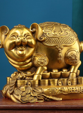 黄铜金猪摆件存钱罐十二生肖猪家居客厅玄L关招财装饰工艺礼品摆
