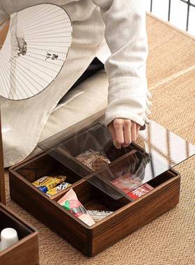 大岸堂胡桃木提盒便携式茶盒茶道食盒实木收纳盒新中式多层提盒