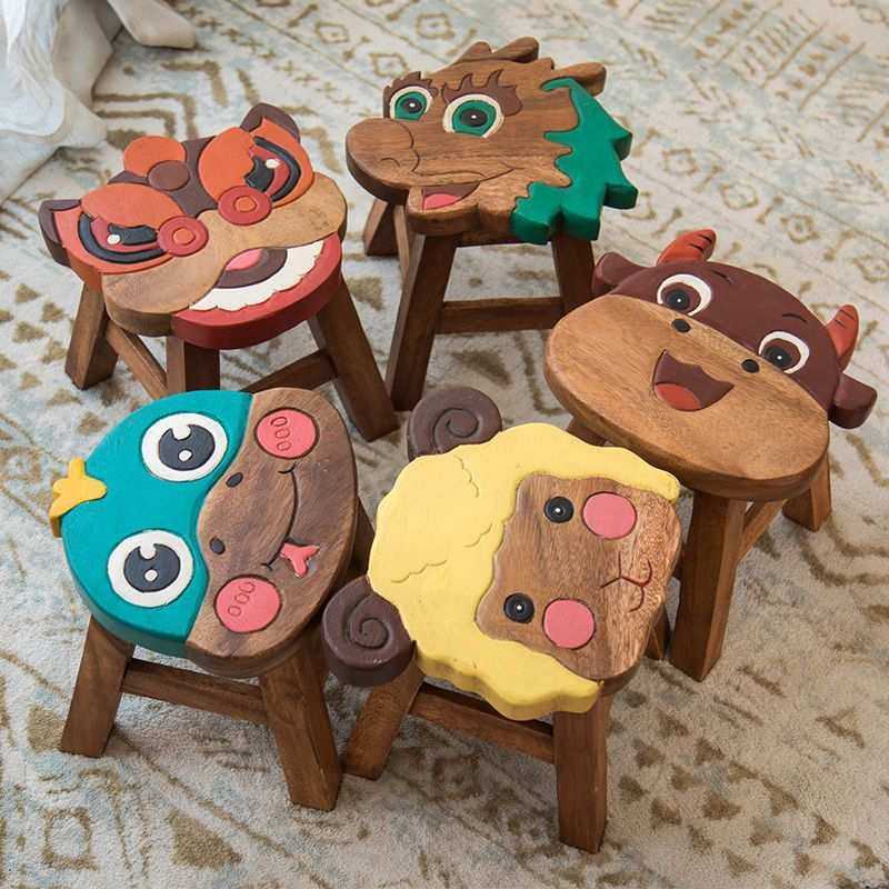 家居实木凳子卡通儿童凳可爱卡通动物小板凳家用换鞋实木凳子,淘宝优惠券,粉丝福利购,淘宝优惠卷