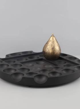 现代简约黑色洞洞果盘摆件客厅样板间茶几玄关桌面家居装饰品