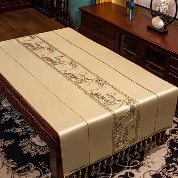 新中式茶几桌布客厅轻奢椭圆形台布家用长方形桌旗防滑布艺餐桌垫,淘宝优惠券,粉丝福利购,淘宝优惠卷