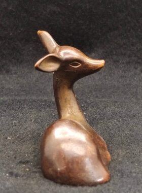 仿古紫铜麋鹿小鹿笔架文房雅件茶道茶室茶宠摆件桌面观赏装饰把玩