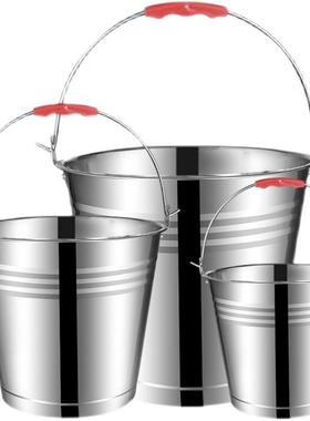 不锈钢水桶家用手提式幼儿园垃圾桶带盖厚铁桶油桶冰桶厨房食堂