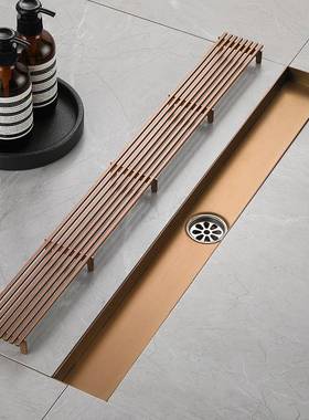 玫瑰金304不锈钢简约家用卫生间排水槽防臭防堵隐藏式地漏DL2235