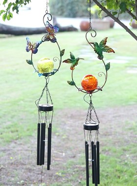 户外太阳能风铃灯 阳台造景复古挂饰灯花园庭院景观创意吊灯挂件