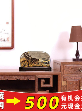 开业礼品石头摆件广西国画石桌面原石靠山石办公室客厅玄关装饰品