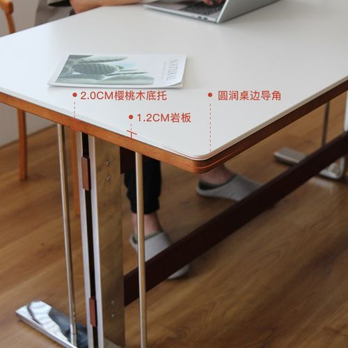 号角屋 伯尔尼岩板餐桌实木复古桌子家用小户型长方形饭桌 - 图3