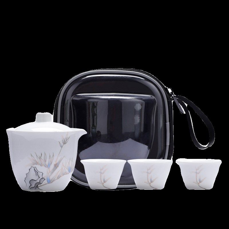 便捷式陶瓷快客杯户外旅行茶具小套装一壶三杯车载随身泡茶收纳包,淘宝优惠券,粉丝福利购,淘宝优惠卷