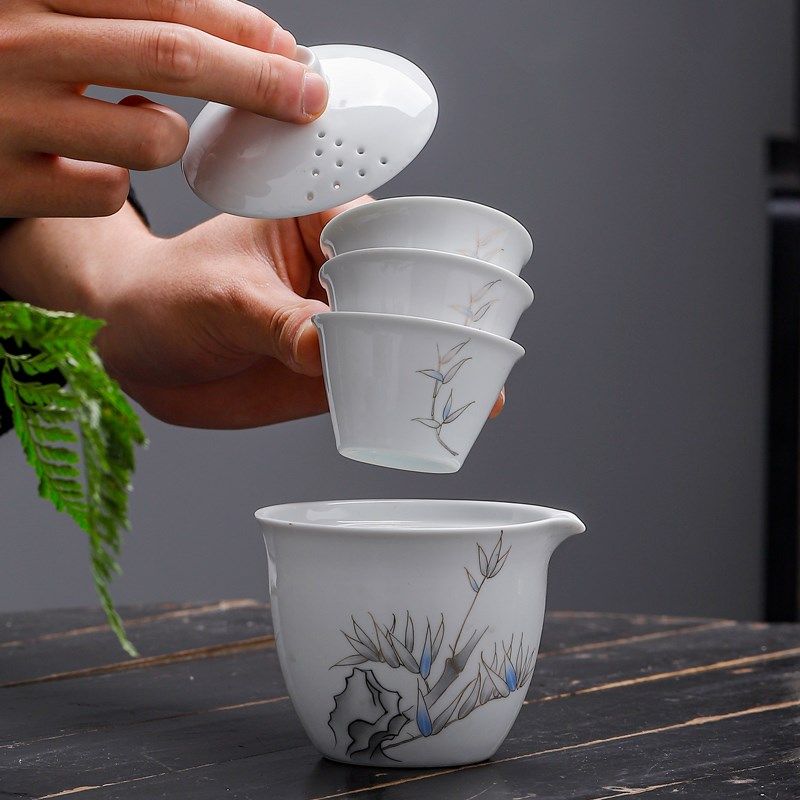 便捷式陶瓷快客杯户外旅行茶具小套装一壶三杯车载随身泡茶收纳包,淘宝优惠券,粉丝福利购,淘宝优惠卷