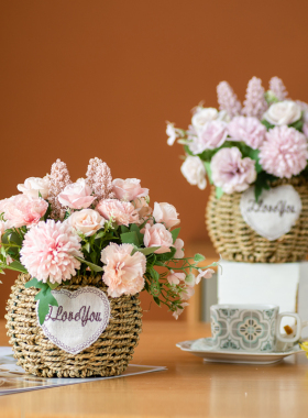 塑料仿真花束向日葵盆栽假花客厅茶几装饰卧室摆设桌面摆件干花艺