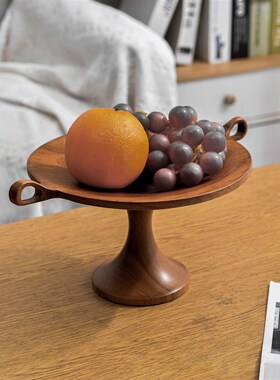 中古风木质托盘家用桌面收纳装饰摆件客厅点心盘实木复古双耳托盘