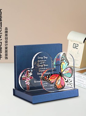 创意励志秉诚信仰高透亮亚克力摆件家居桌面展架R装饰陈列摆件礼