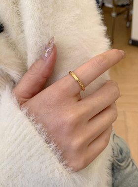 大码戒指女胖MM北欧十字锡纸风时尚个性大圈口高级感胖手食指指环