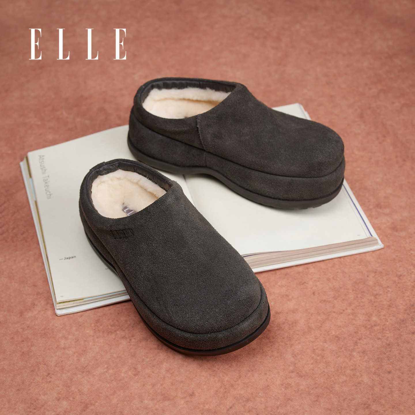 ELLE厚底加绒勃肯鞋女鞋冬季棉鞋保暖毛绒毛毛鞋休闲雪地靴靴子,淘宝优惠券,粉丝福利购,淘宝优惠卷