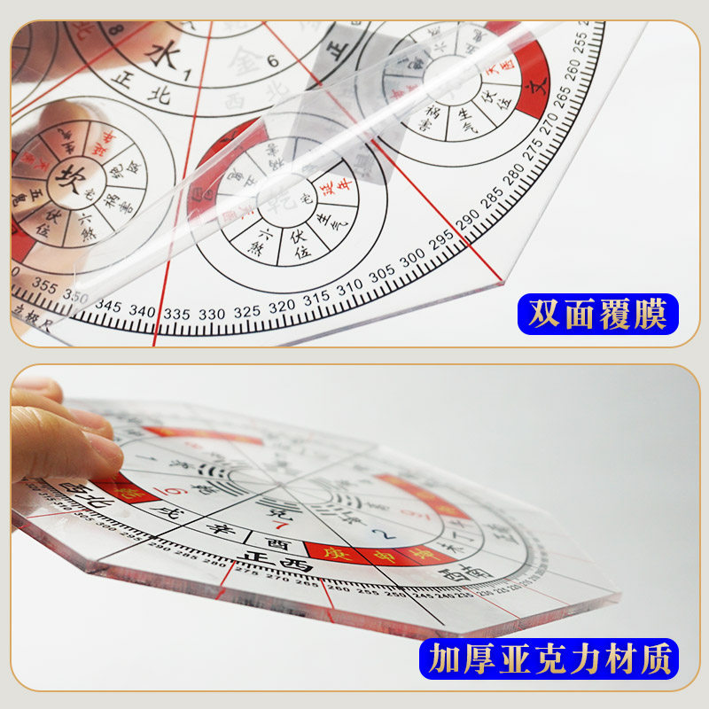 八宅二十四山立极尺高精度24山透明罗盘测量绘图尺户型布局立极规,淘宝优惠券,粉丝福利购,淘宝优惠卷