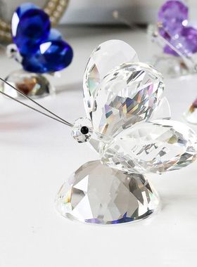 蝴蝶元素礼物水晶小蝴蝶摆件店面柜台装饰品摆设酒柜客厅办公室家