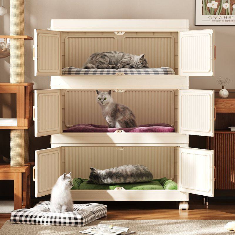 猫窝收纳柜折叠多层猫别墅家用零食储物柜可移动收纳箱大容量柜子,淘宝优惠券,粉丝福利购,淘宝优惠卷
