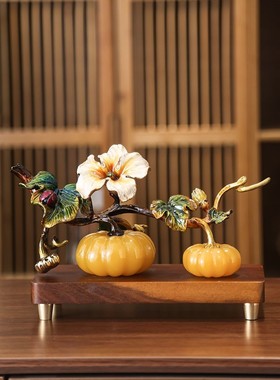 高档珐琅彩南瓜摆件新中式南瓜摆件客厅玄关珐琅彩摆件乔迁礼品