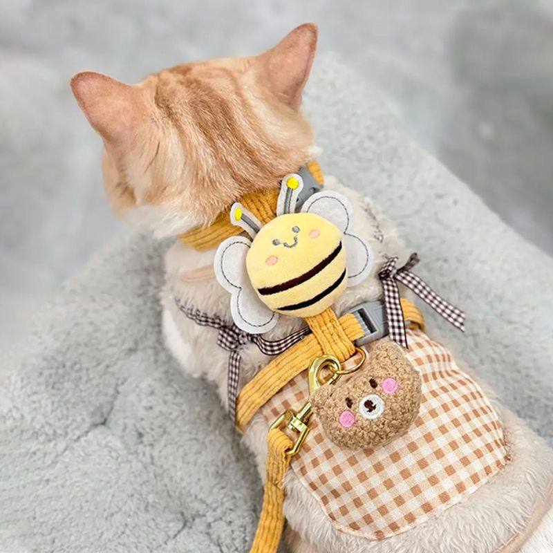 牵引绳蜜蜂猫咪挣脱防脱工字调节绳子宠物小型布偶泰迪外出专用,淘宝优惠券,粉丝福利购,淘宝优惠卷