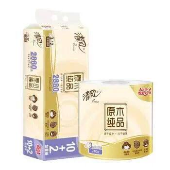 新款清风卷纸原木纯品240段12卷柔韧升级卫生纸卷筒纸纸巾卷纸 - 图1
