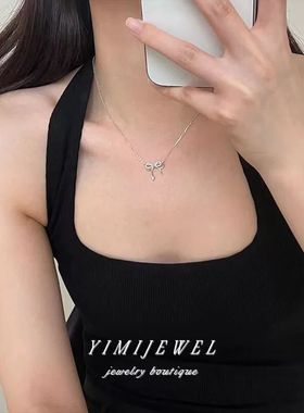 鞠婧祎同款超闪梦幻蝴蝶结造型s网红纯时尚项链轻奢小众百搭锁骨