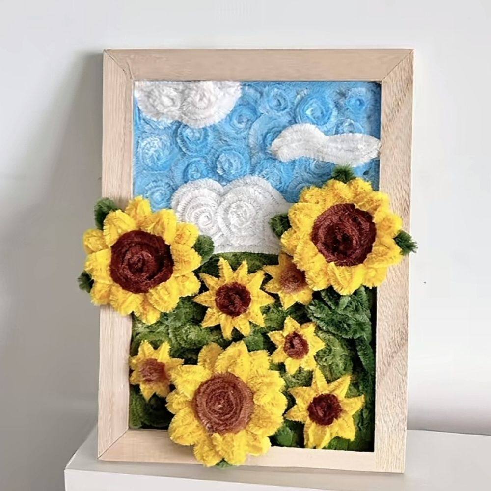 小红书同款diy扭扭棒向日葵相框摆件桌面装饰摆台送闺蜜创意礼物,淘宝优惠券,粉丝福利购,淘宝优惠卷