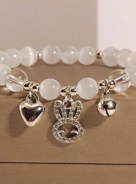 热销kt猫爱心铃铛diy手链女手工串珠闺蜜手环送女友礼物学生