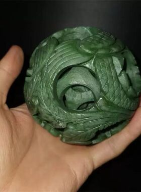 石球玩具镂空天然玉石头雕刻球手玩保健同心球鬼工玲珑球