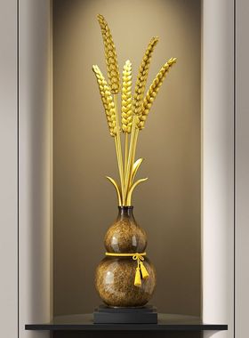 岁岁平安麦穗葫芦摆件镇宅招财入户玄关装饰大麦开业乔迁新居礼物