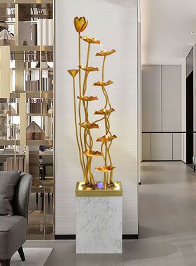 北欧现代轻奢角落循环流水景观电视柜旁喷泉落地客厅玄关创意摆件