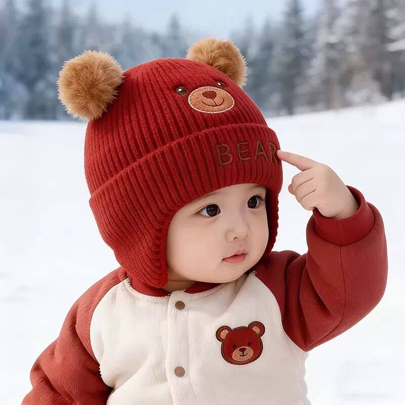 宝宝毛线帽秋冬季男童女婴幼儿大红新年喜庆针织套头防风保暖加厚,淘宝优惠券,粉丝福利购,淘宝优惠卷