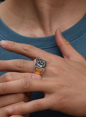 储物戒指可打开戒指霸气复古狮子头空间戒指匣子戒指创意抽屉戒指