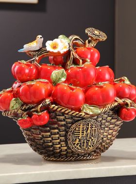 柿柿如意轻奢高端摆件柿柿如意摆件乔迁新居高档礼品玄关酒柜电视