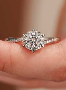 星织培育钻戒指女小众设计人造钻石戒指纯银轻奢高级感优雅婚戒女