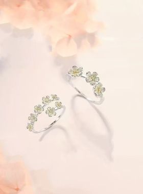 戒指女闺蜜款一对山茶花与茉莉闺蜜对戒一对小众设计款2025新款情