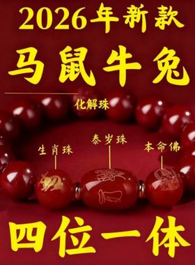 朱砂2026马年转运珠手串本命年化解手链男女同款护身十二生肖真品