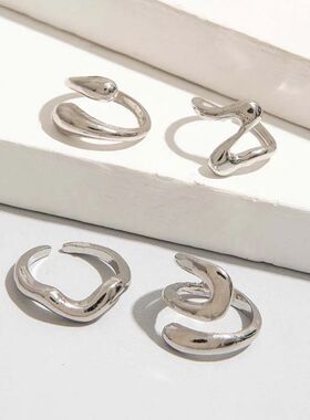 4Pcs/Set Fashion Silver Color Irregular Geometric Open Rings