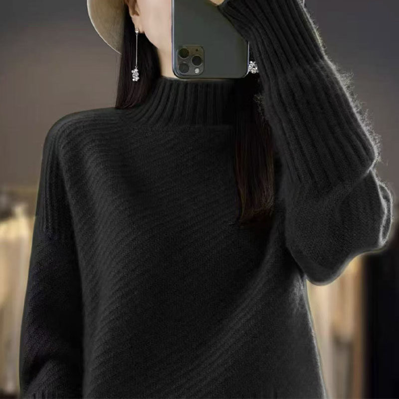 2025秋冬新款羊绒衫女半高领加厚宽松套头毛衣100羊毛针织打底衫,淘宝优惠券,粉丝福利购,淘宝优惠卷