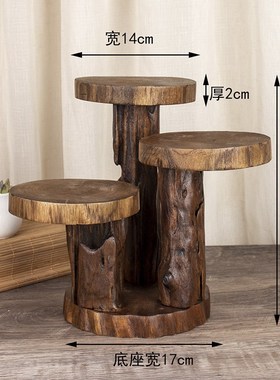 泰形实木雕刻个性复古办公书桌面多肉架异国阶梯阳台装饰花架摆件