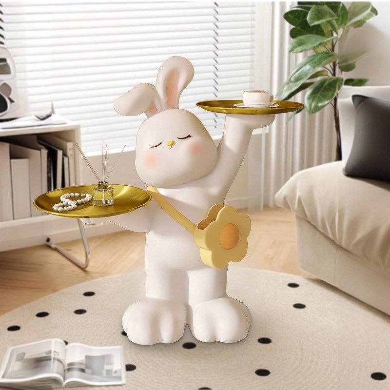 奶油风兔子客厅落地摆件大型电视柜沙发旁边装饰摆件高级乔迁礼品,淘宝优惠券,粉丝福利购,淘宝优惠卷