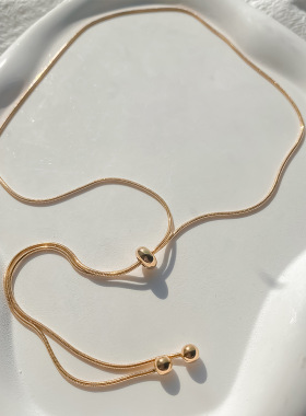 eManco钛钢镀金不掉色气质圆蛇链项链简约设计百搭长款毛衣链项链