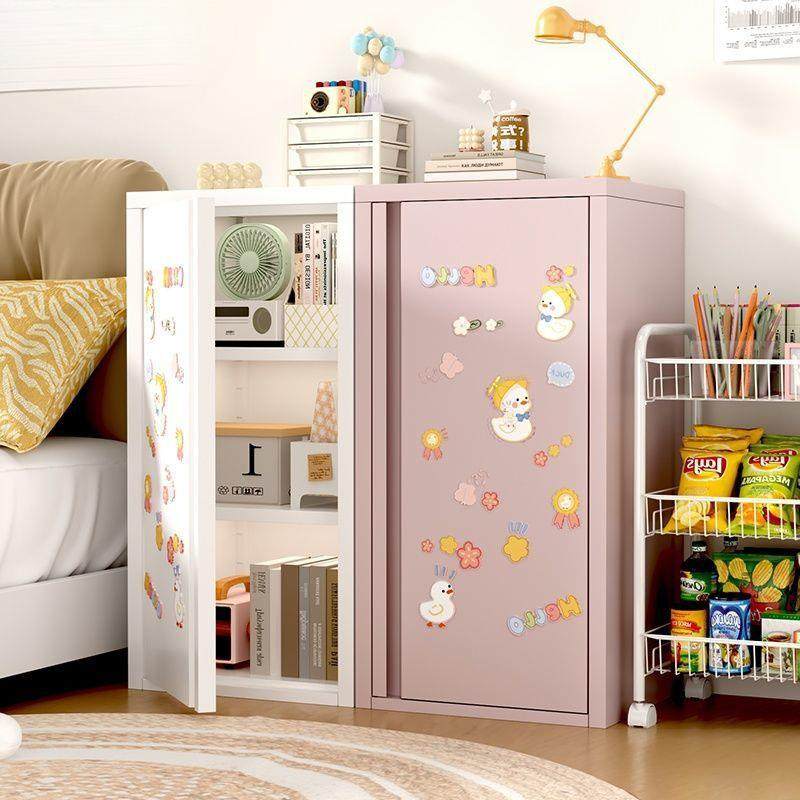 铁艺单门收纳柜奶油风客厅超窄夹缝柜多巴胺卧室床头柜钢制小柜子,淘宝优惠券,粉丝福利购,淘宝优惠卷