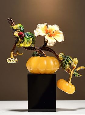 高档珐琅彩南瓜摆件新中式客厅酒柜装饰品送领导乔迁新居礼品