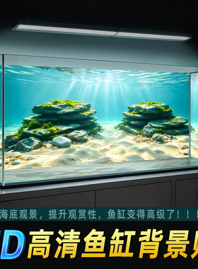 鱼缸背景贴纸5D高清图免贴静电膜
