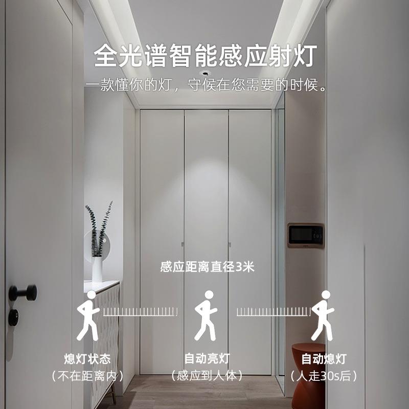 Human body induction spotlight anti-glare infrared light-sensing hotel corridor entrance hallway entrance staircase embedded downlight