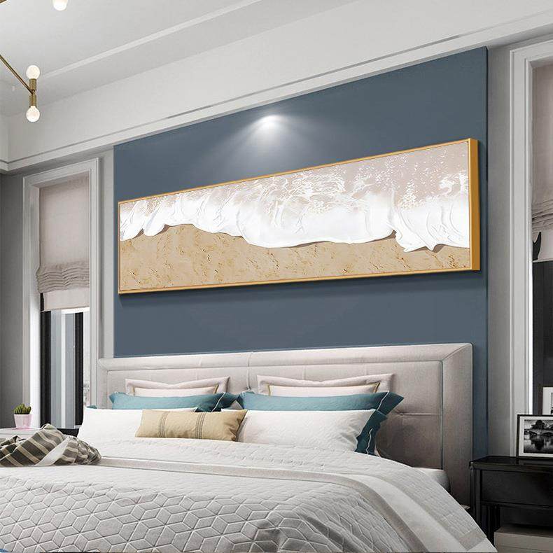 海浪厚肌理石英砂纯手绘油画客厅大幅横幅装饰画蓝色大海卧室挂画,淘宝优惠券,粉丝福利购,淘宝优惠卷