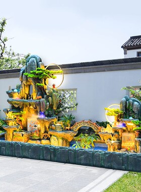 大型假山流水鱼池循环客厅公司阳台庭院花L园招财景观摆件别墅装