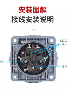 IP67防水爆器具反插头63A125A航空工业暗座连接器明装头3芯4线5孔